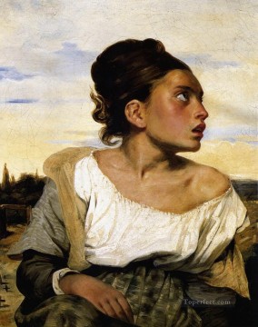  girl Oil Painting - Girl Stead in a Cemetery Romantic Eugene Delacroix